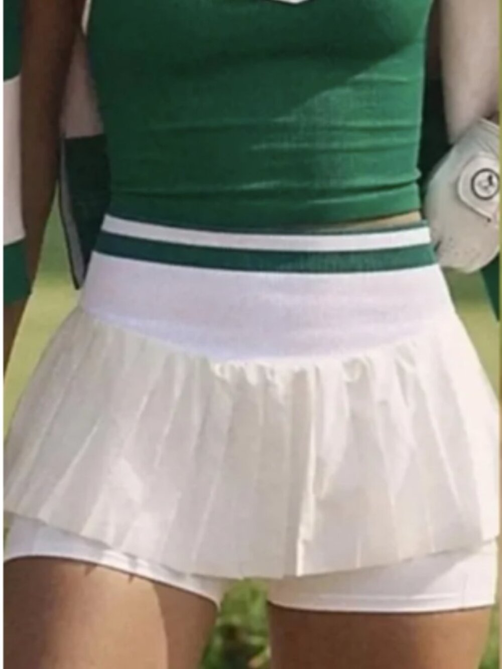 Free People Movement White Pleated Athletic Skort with Contrast Waistband